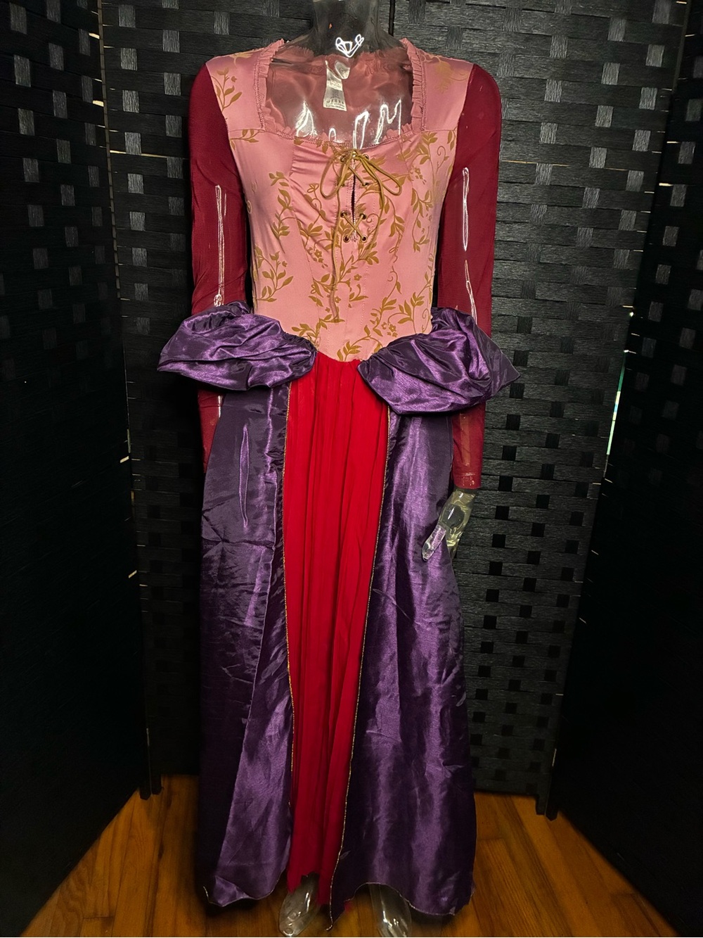 Disney Hocus Pocus Sarah Sanderson Red, Pink & Purple Renaissance Maxi Dress